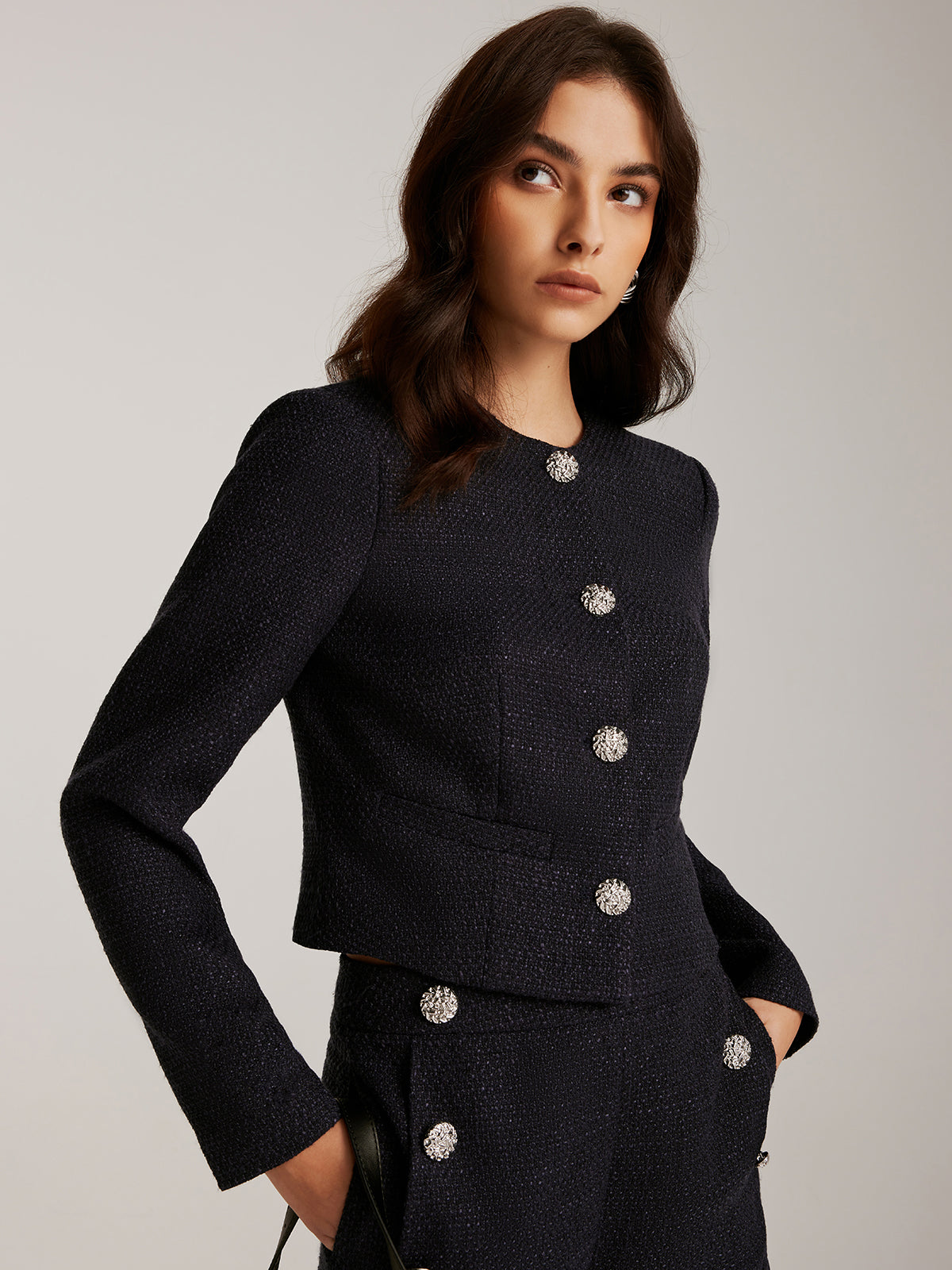 Daunenjacke Kurz Tweed Winter - IdealeKleiden