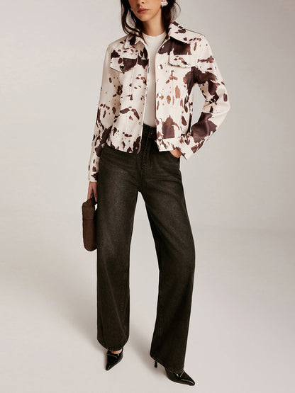 Veste courte femme imprimée en tweed