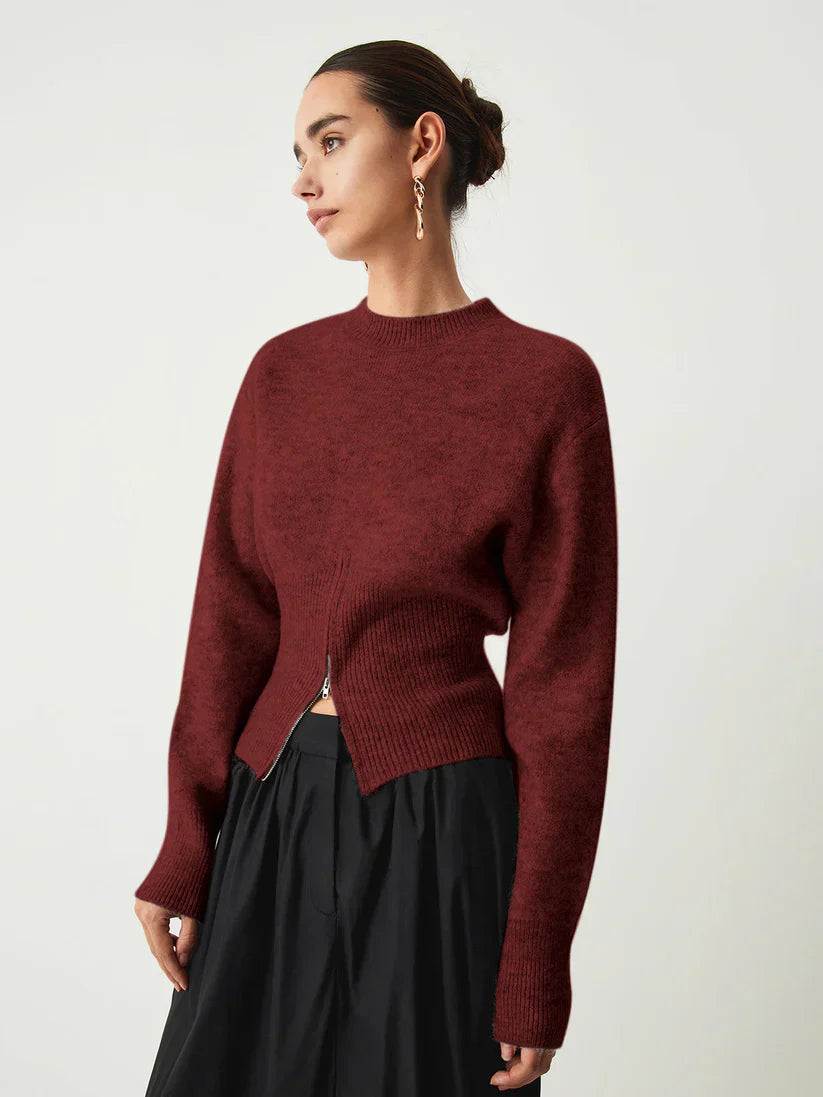 Pull pour femme avec demi-zip, design moderne