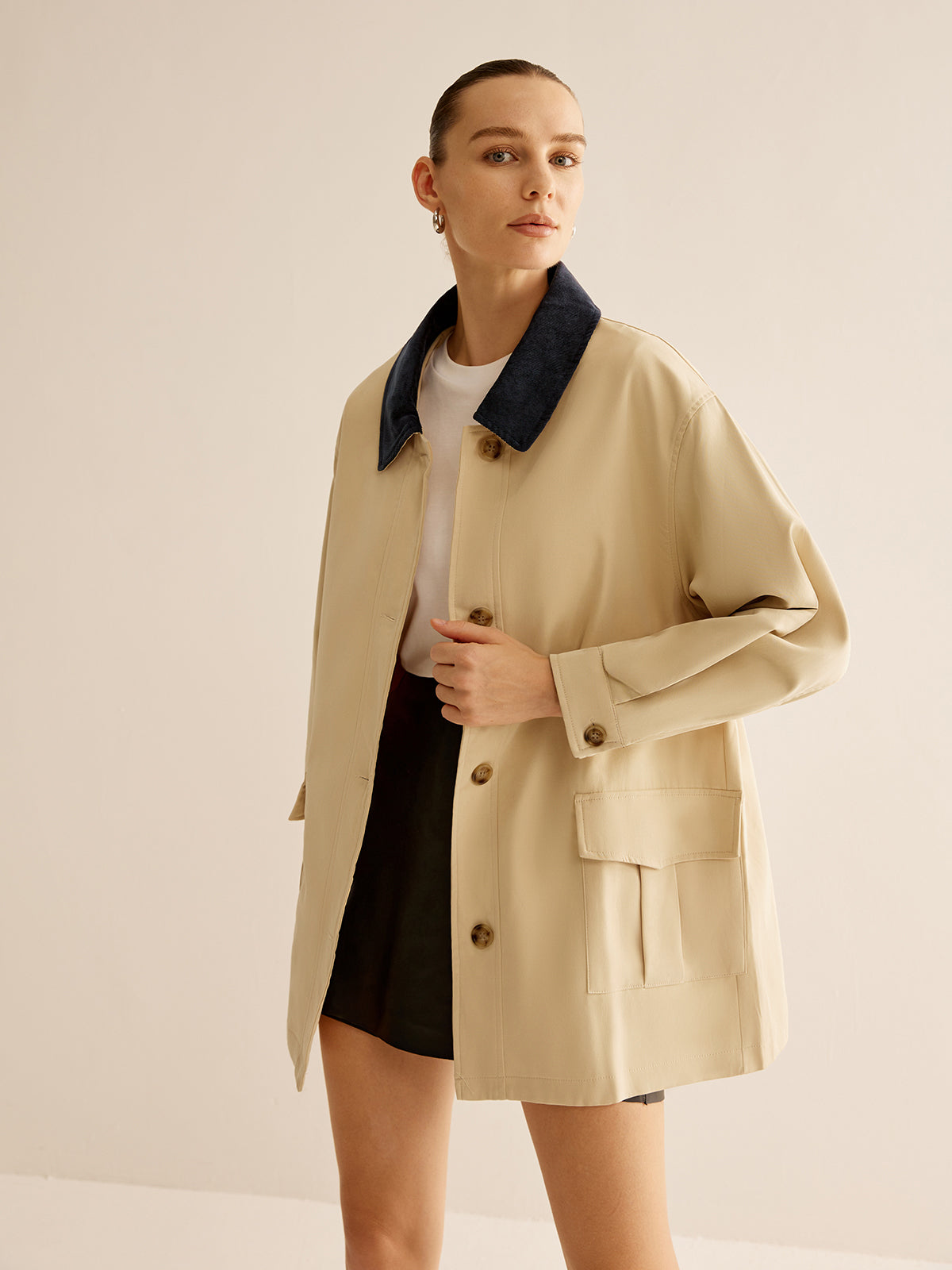Les chaussures pour femmes ne conviennent pas, c'est une veste : Veste élégante pour femme en coton à fermeture boutonnée