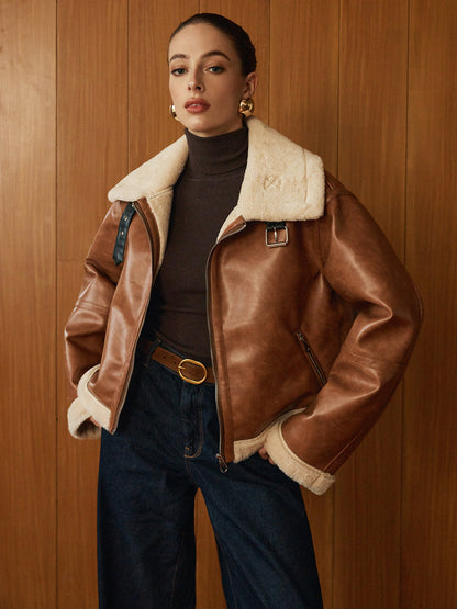 Blouson en cuir élégant, design zippé