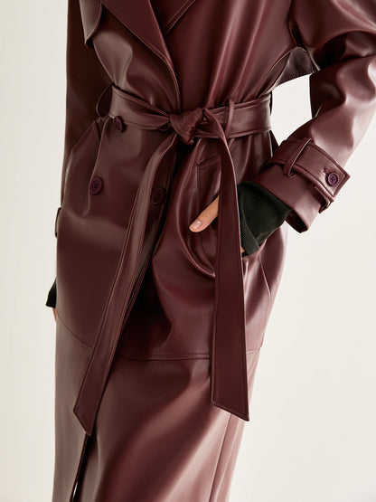 Elegante Lederjacke Damen Lang - IdealeKleiden