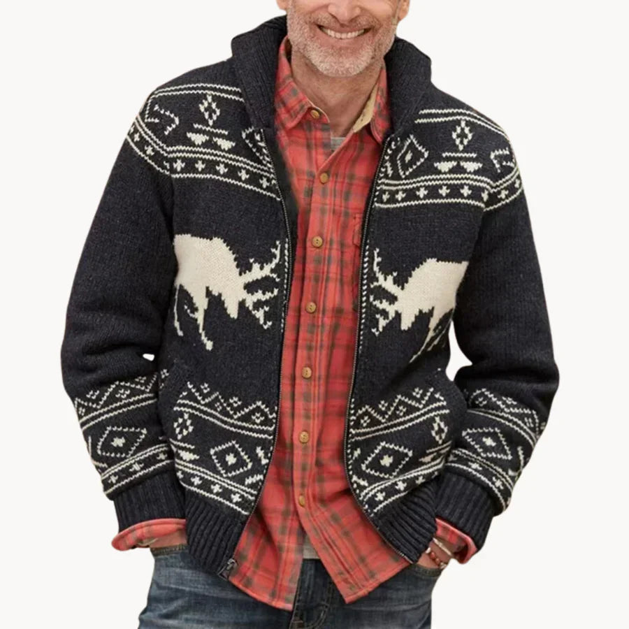 Veste en pull pour homme motif renne de Noël