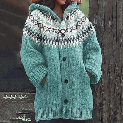 Gilet long femme motifs chauds hiver