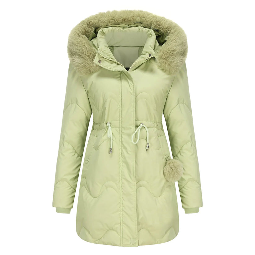 Manteau d'hiver femme col duveteux