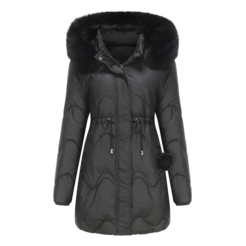 Manteau d'hiver femme col duveteux