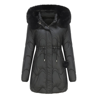 Manteau d'hiver femme col duveteux