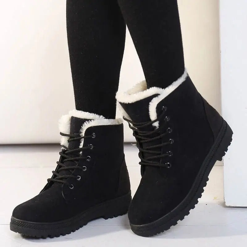 Bottes d'hiver pour femmes, chaussures à lacets, bottes de neige