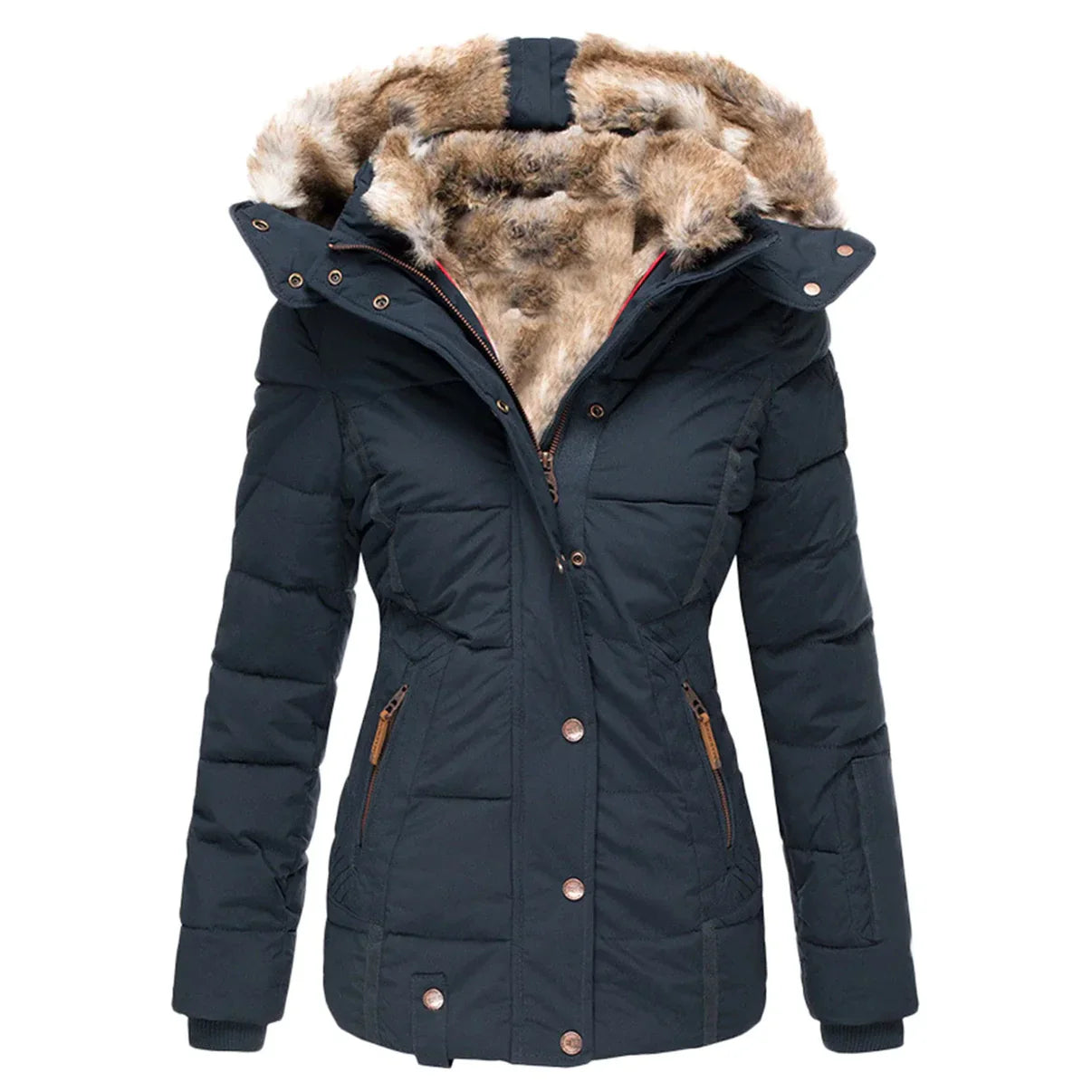 Stilvolle Damenwinterjacke Gefüttert Warm - IdealeKleiden
