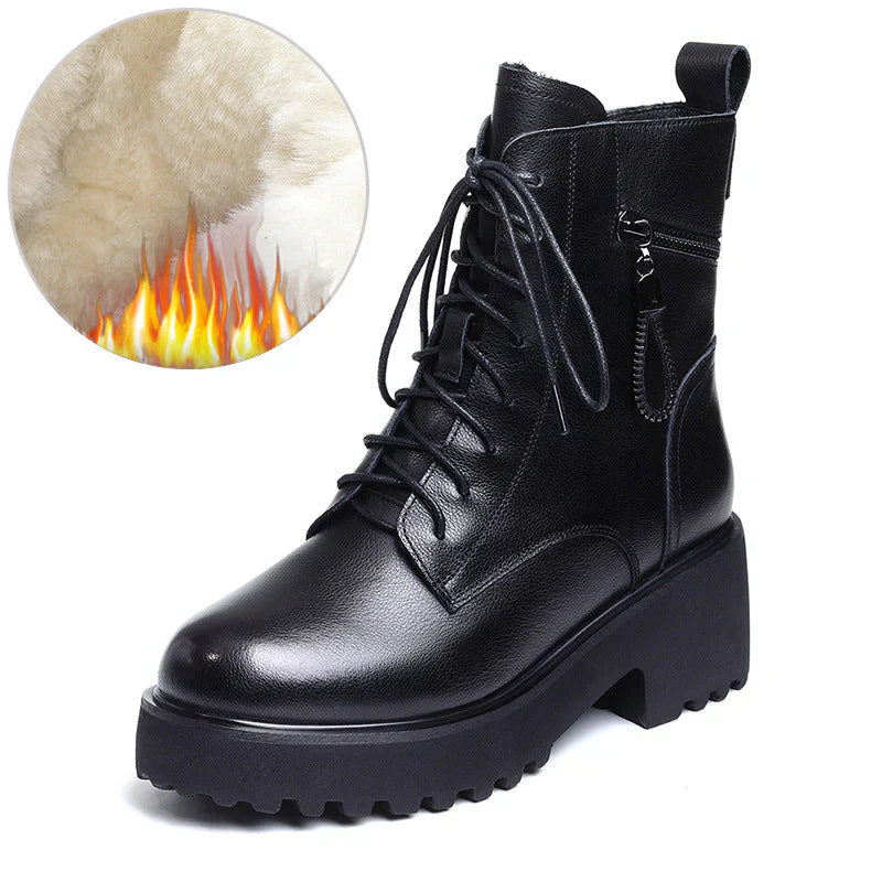 Bottes d'hiver pour femme fourrées talon épais élégant