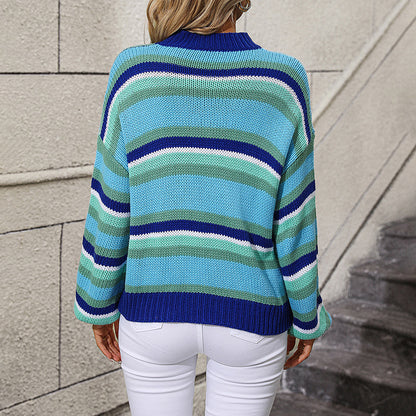 Damenschal Strickpullover Streifen Soft Pastell - IdealeKleiden
