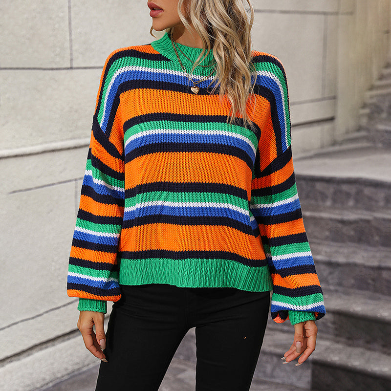 Écharpe pour femme Pull rayé doux pastel