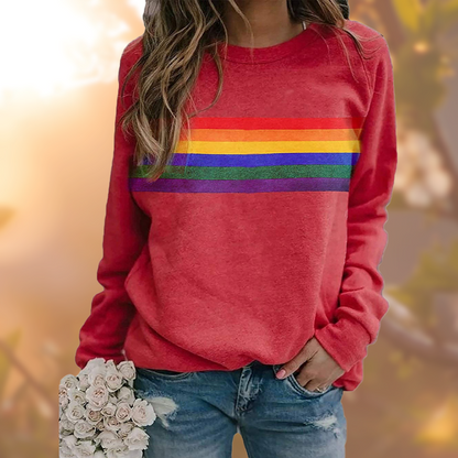 Farbenfroher Pullover Weich Baumwolle Regenbogen - IdealeKleiden