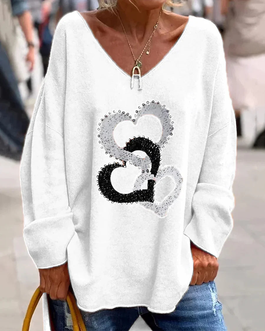 Flosa - Pull Femme Confortable Motif Graphique