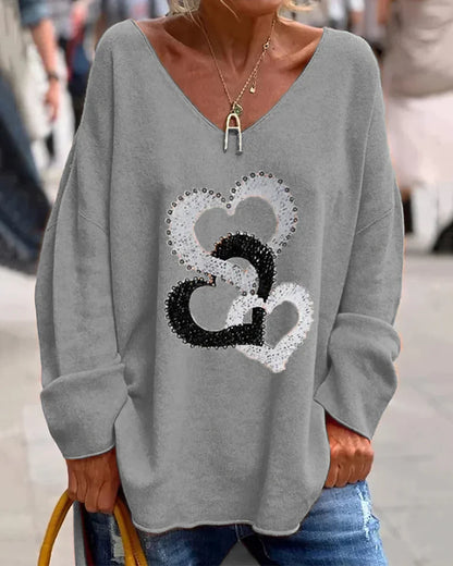 Flosa - Pull Femme Confortable Motif Graphique