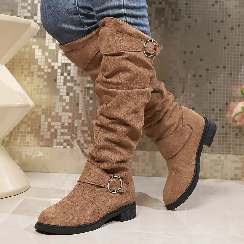 Bottes Femme Talon Carré Hauteur Genou Élégant