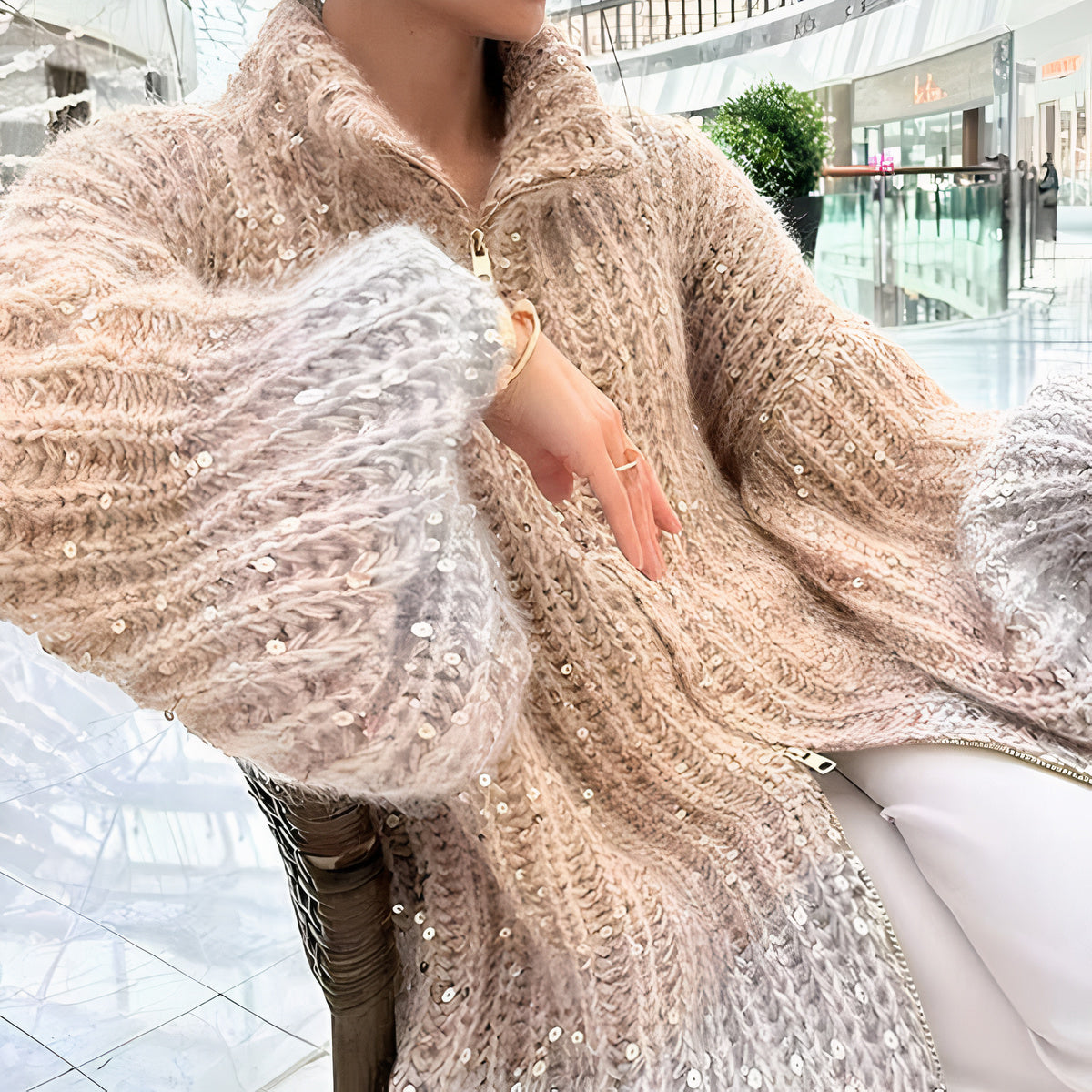 Glänzender Seidenpullover Damen Brenna - IdealeKleiden