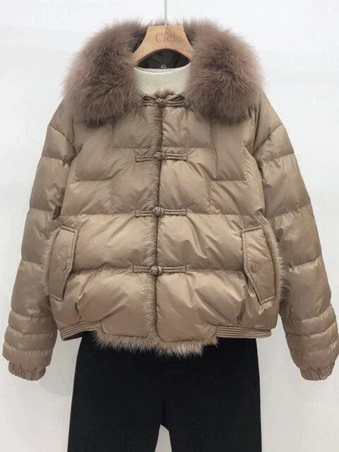 Retro-Bauschjacke Rosa Damen - IdealeKleiden