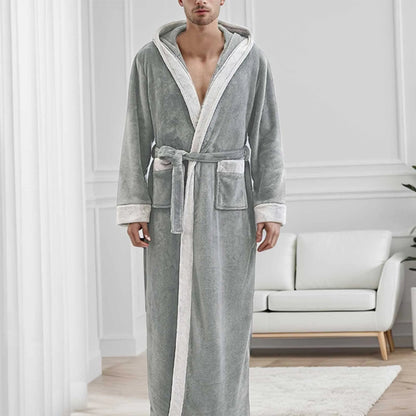 Peignoir long homme à capuche chaud d'hiver