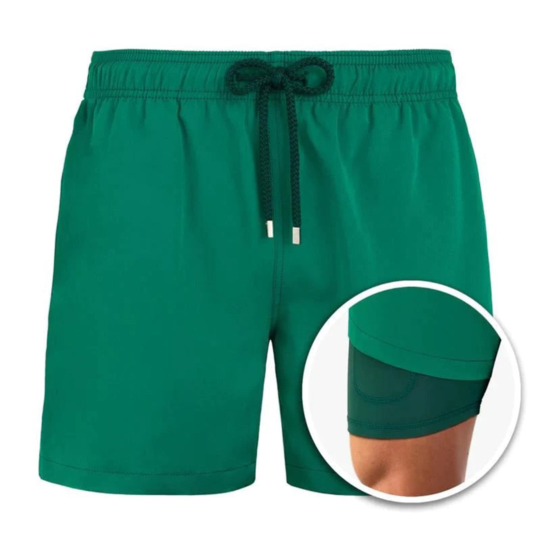 Boardshort homme 2-en-1 avec cordon de serrage