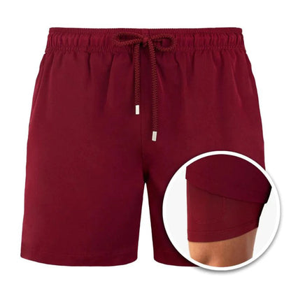 Boardshort homme 2-en-1 avec cordon de serrage