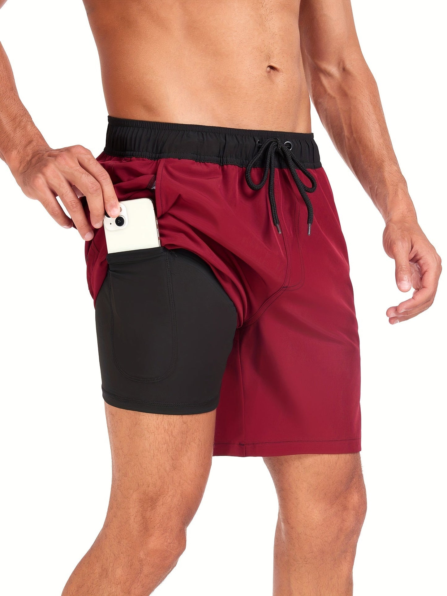 Short de bain homme séchage rapide 2-en-1