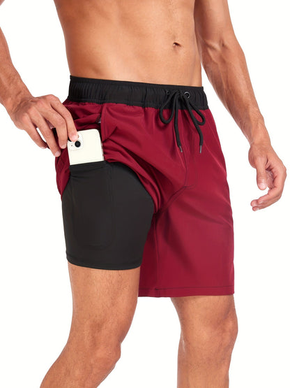 Short de bain homme séchage rapide 2-en-1