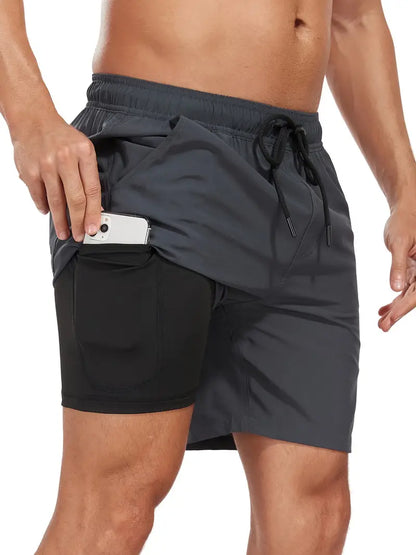 Short de bain homme séchage rapide 2-en-1