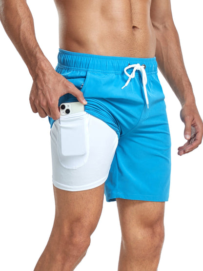 Short de bain homme séchage rapide 2-en-1