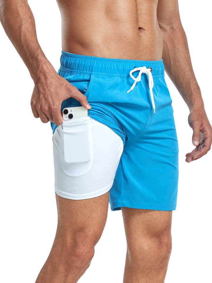 Short de bain homme séchage rapide 2-en-1