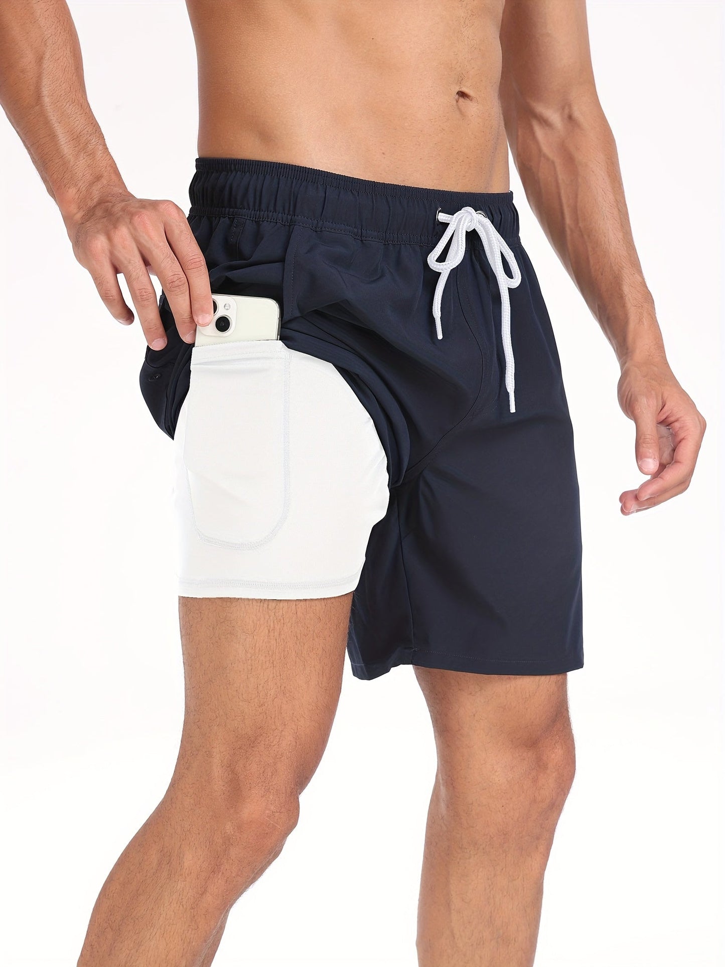 Short de bain homme séchage rapide 2-en-1