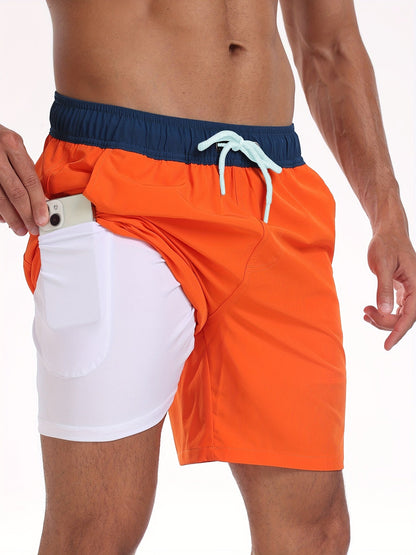 Short de bain homme séchage rapide 2-en-1
