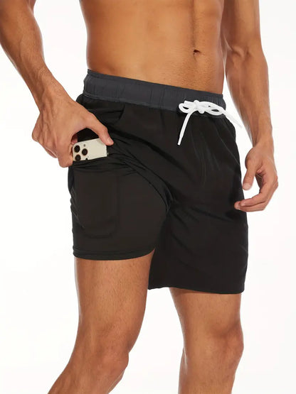 Short de bain homme séchage rapide 2-en-1