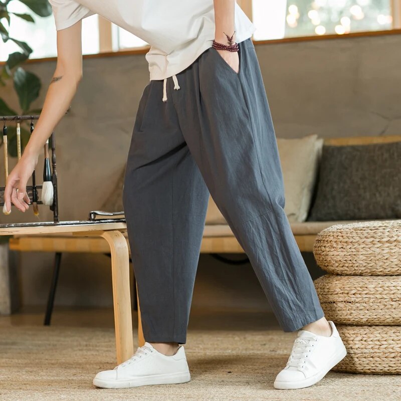 Pantalon ample en lin confortable pour homme
