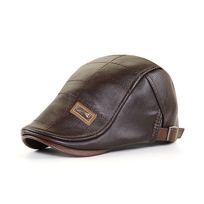 Casquette plate en cuir élégante pour homme