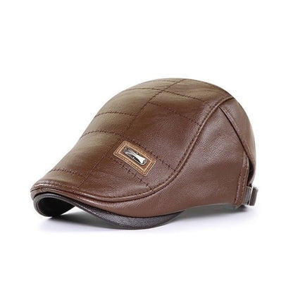 Casquette plate en cuir élégante pour homme