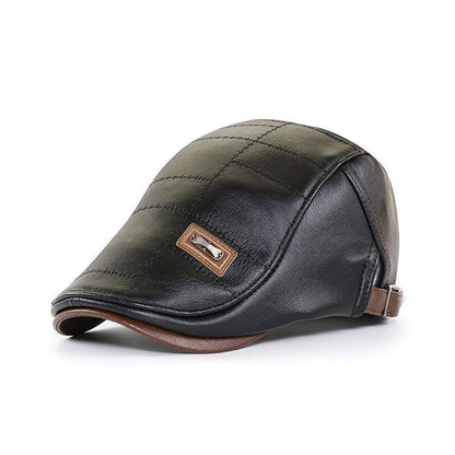Casquette plate en cuir élégante pour homme