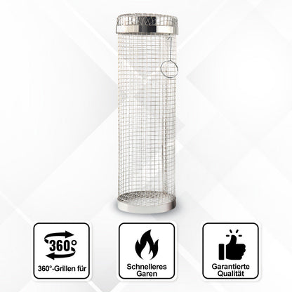 Panier de cuisson en acier inoxydable pivotant pour barbecue extérieur