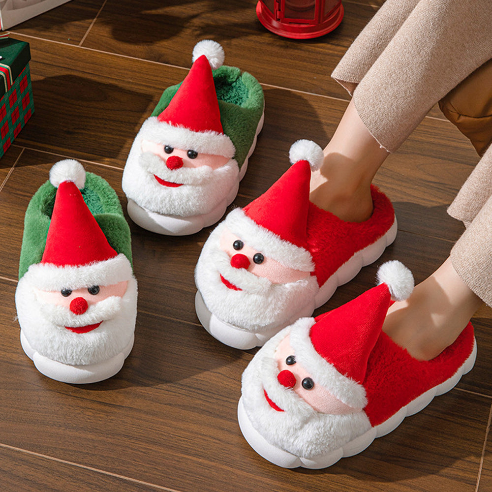 Weihnachtsmann Hausschuhe Warm Plüschig Festlich - IdealeKleiden
