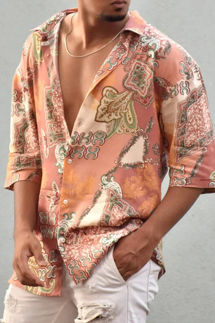 Chemise à manches courtes pour homme avec boutons et coupe décontractée