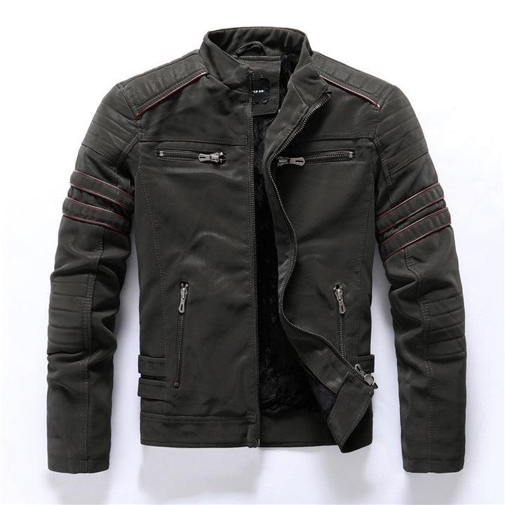 Blouson motard homme coupe ajustée zippé