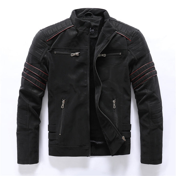 Herren Bikerjacke Slim Fit Reißverschluss - IdealeKleiden