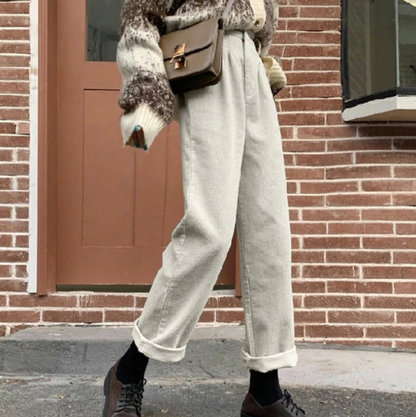 Pantalon décontracté en velours côtelé, confortable, coupe relax