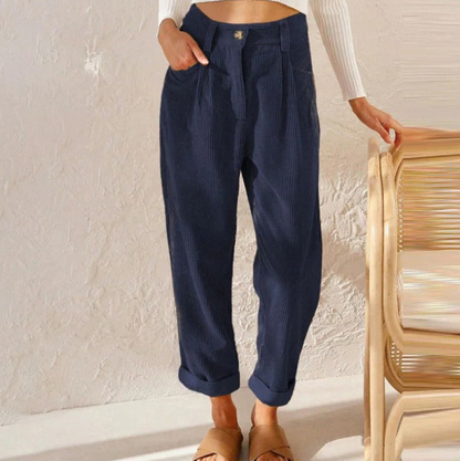Pantalon décontracté en velours côtelé, confortable, coupe relax