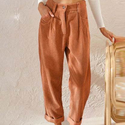 Pantalon décontracté en velours côtelé, confortable, coupe relax