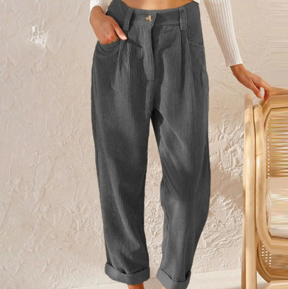Pantalon décontracté en velours côtelé, confortable, coupe relax