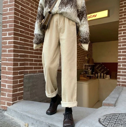 Pantalon décontracté en velours côtelé, confortable, coupe relax
