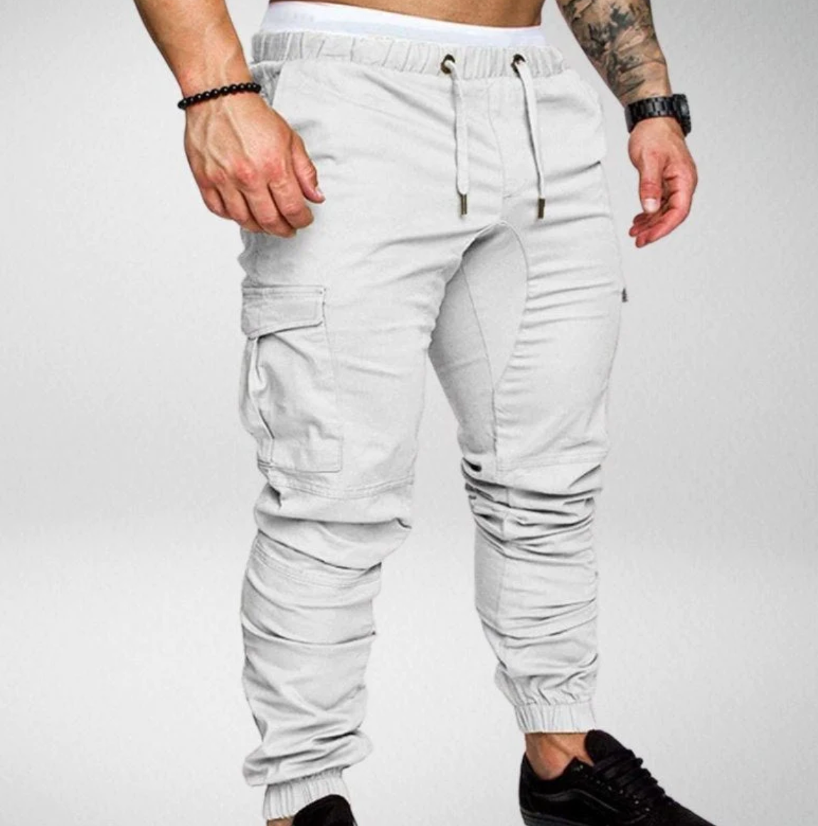 Pantalon stretch élégant avec taille élastique et grandes poches