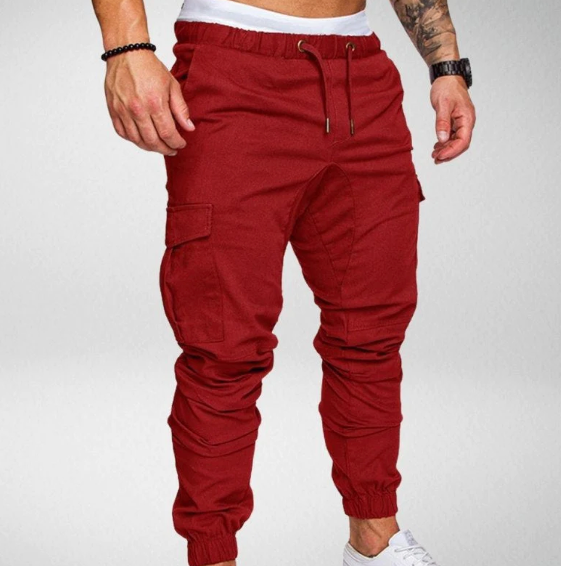 Pantalon stretch élégant avec taille élastique et grandes poches