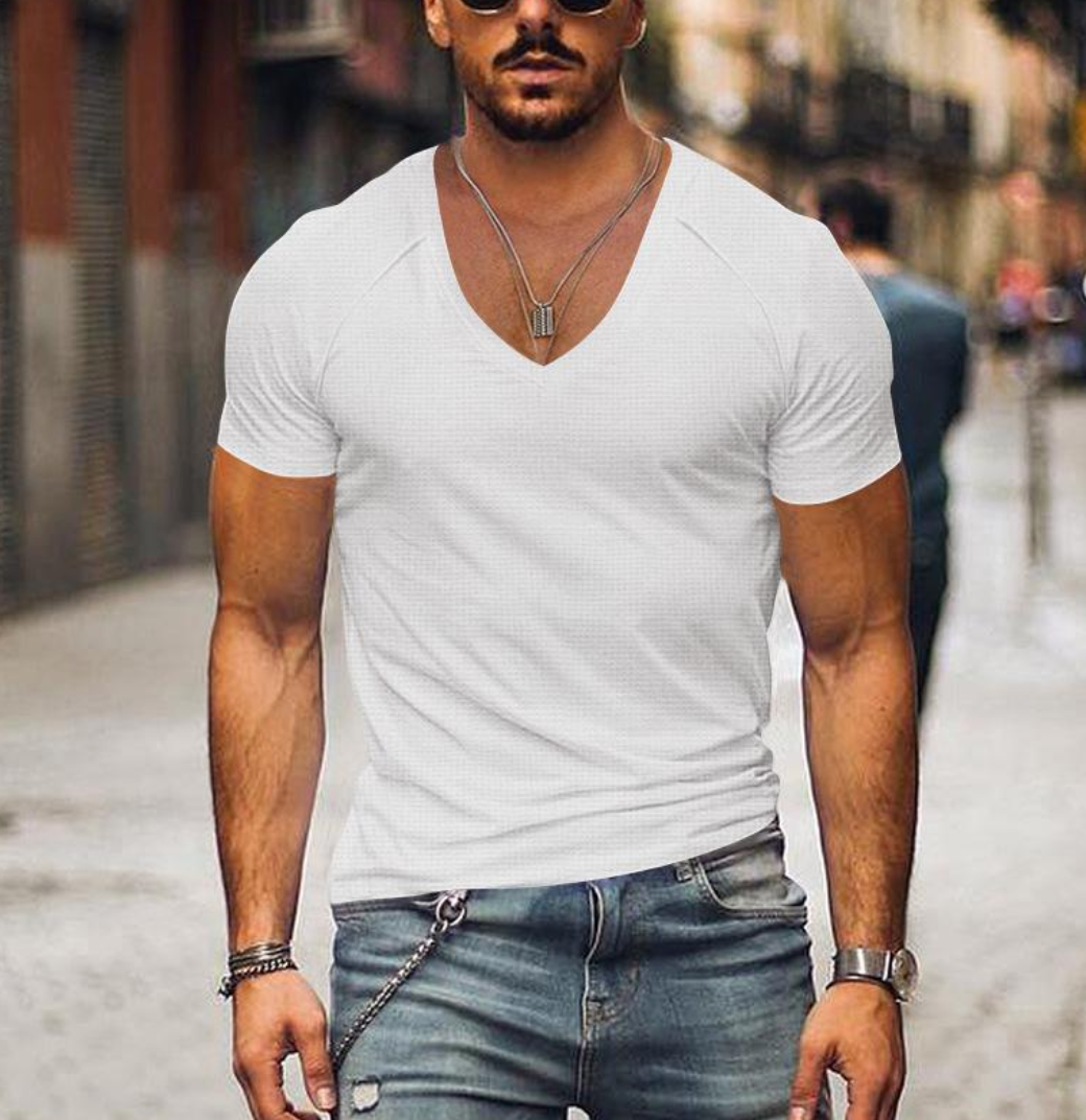 T-shirt homme col V doux et confortable
